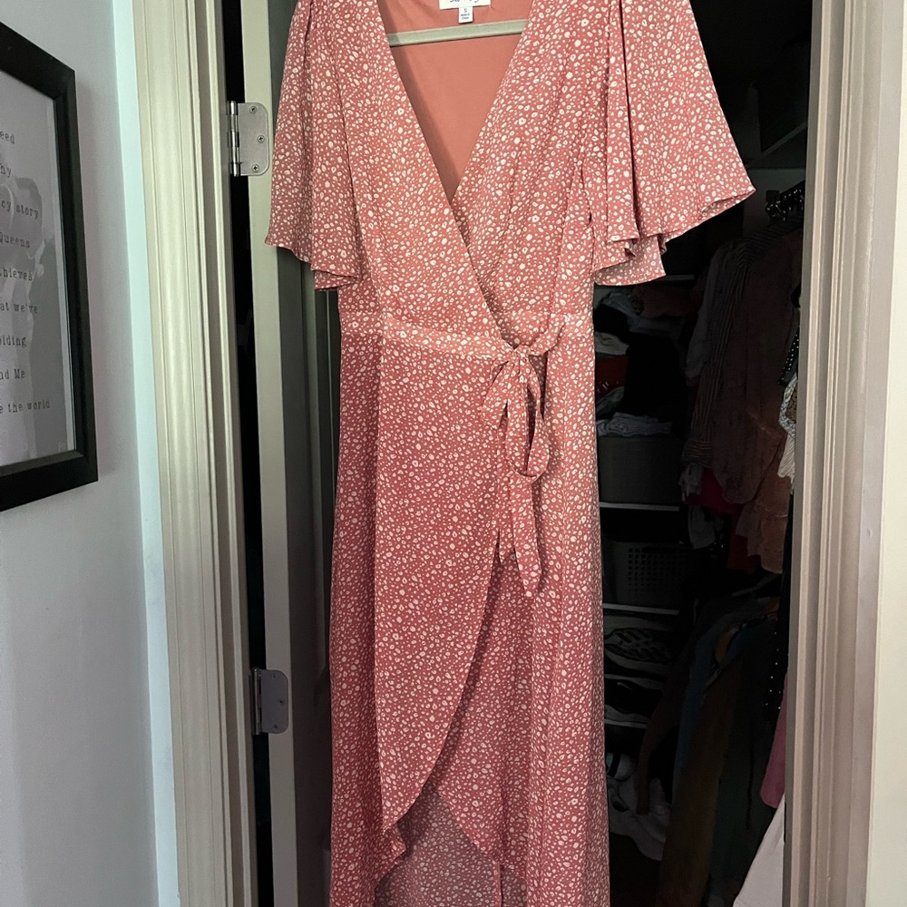 She+Sky Floral Pink Wrap Dress